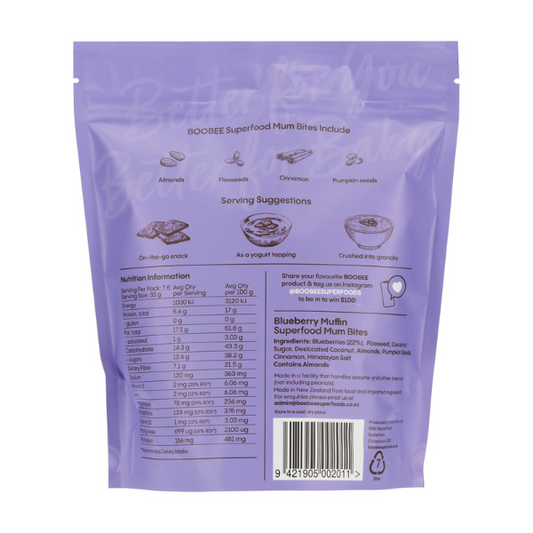 BOOBEE Superfood Mum Bites - Blueberry Muffin