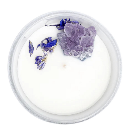 Opal + Sage Amethyst Crystal Candle Glass Jar
