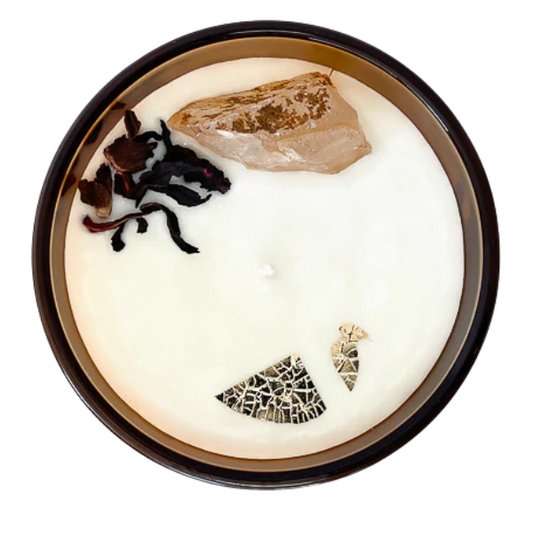 Opal + Sage Golden Healer Quartz Crystal Candle Glass Jar