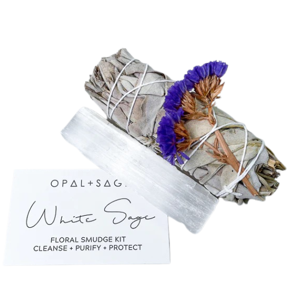 White Sage Floral Smudge Kit
