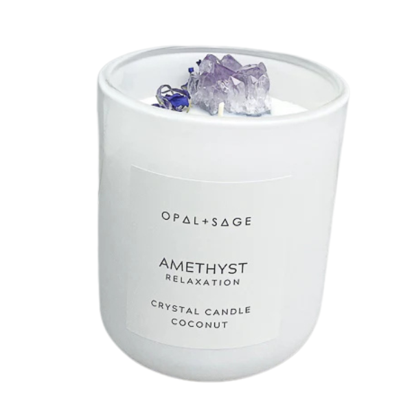 Amethyst Crystal Candle Glass Jar