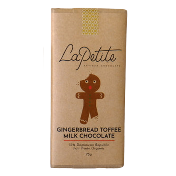 La Petite Chocolate Gingerbread Toffee Bar 37% Milk Chocolate. 75g