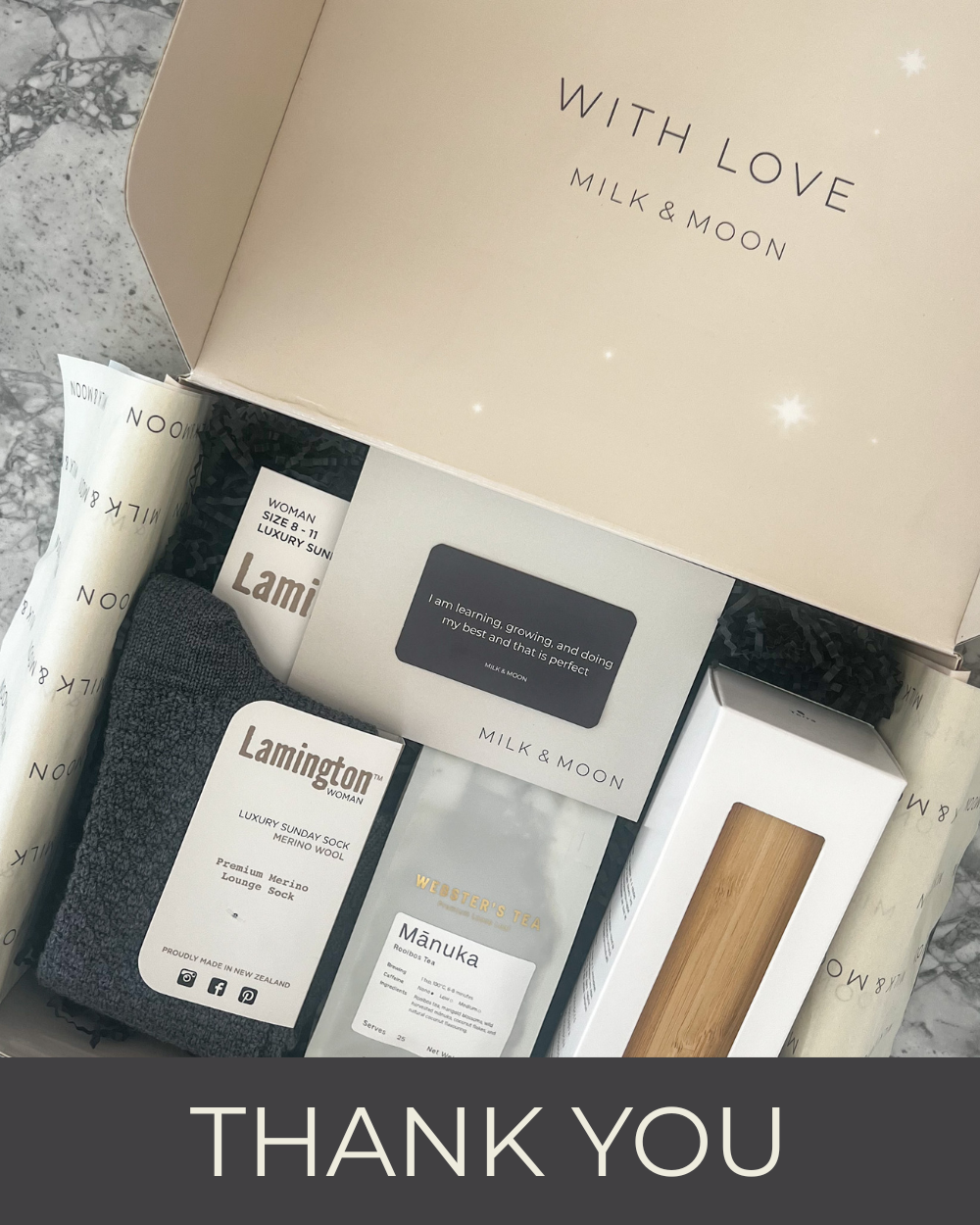 Milk & Moon thank you gift boxes – luxury appreciation gifts to say thank you