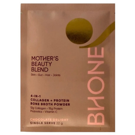 Biome Mother's Beauty Blend powder packet on a white background