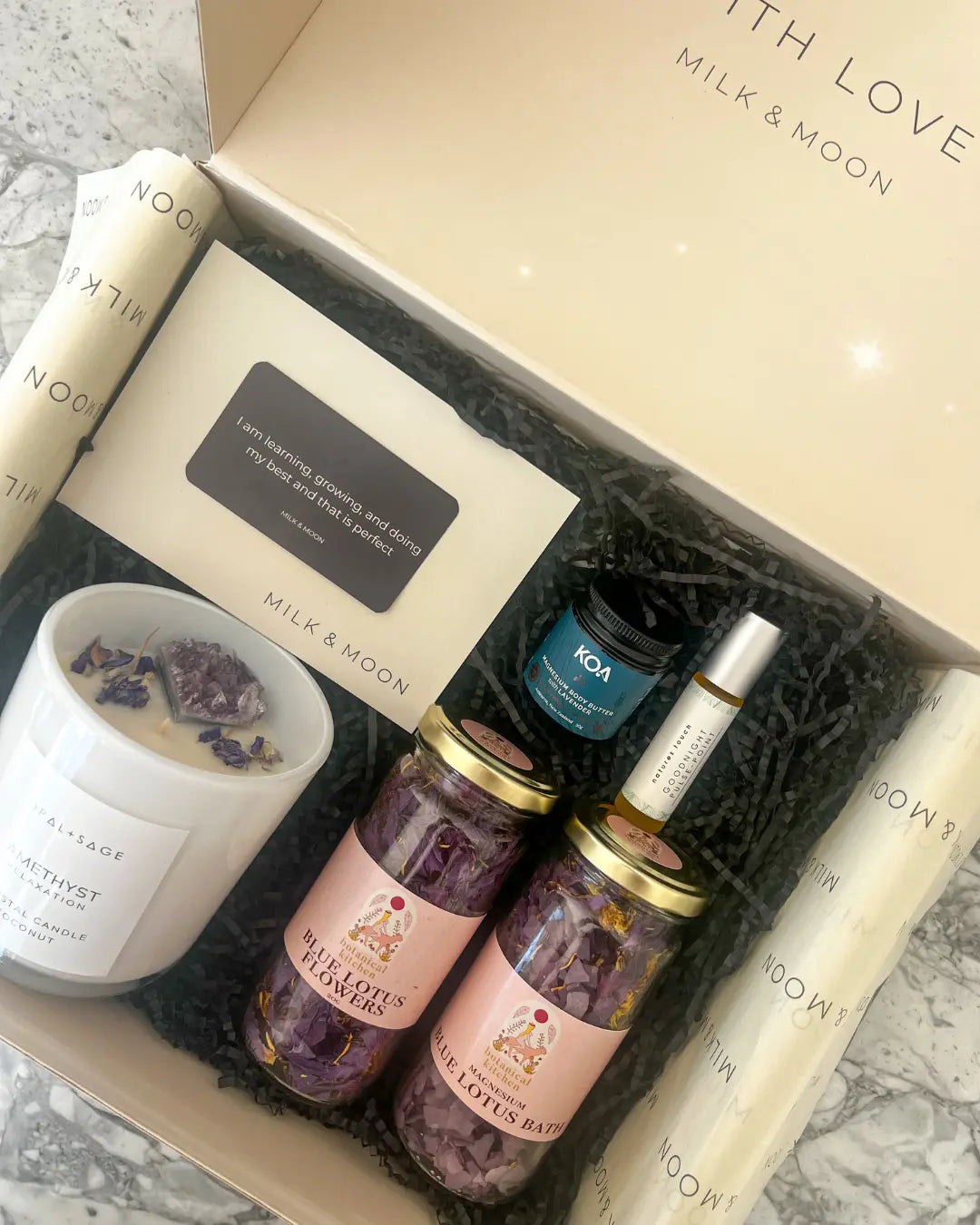 Milk & Moon Blue Moon gift box – luxury self care gift designed for moments of calm and renewal