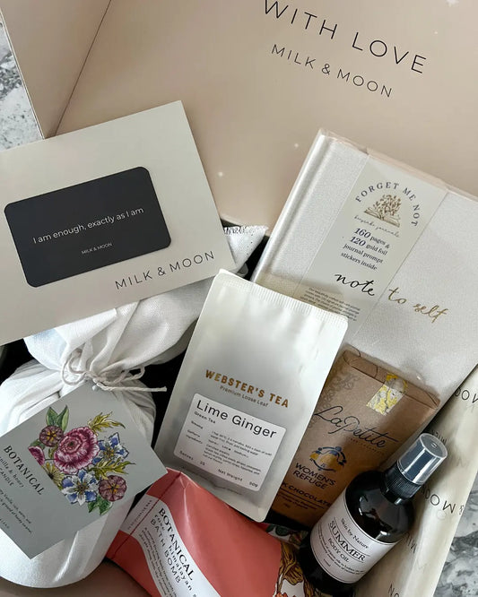 Milk & Moon Glow gift box – luxury self care gift focused on rest, renewal and wellbeing