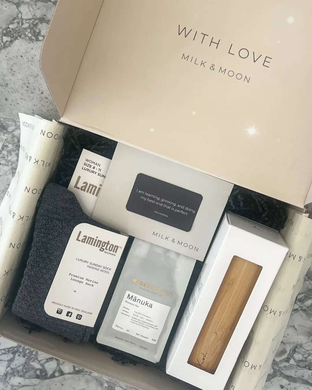 Milk & Moon Grounded Grace gift box – calming self care and wellness gift for rest and relaxation